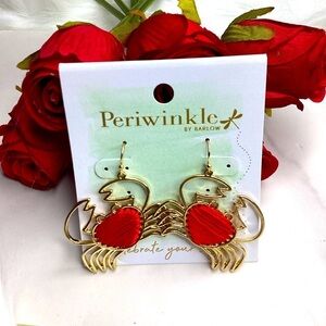NEW PERIWINKLE BY BARLOW GOLD EARRINGS‎ RED CRAB VACATION BEACH COASTAL NWT